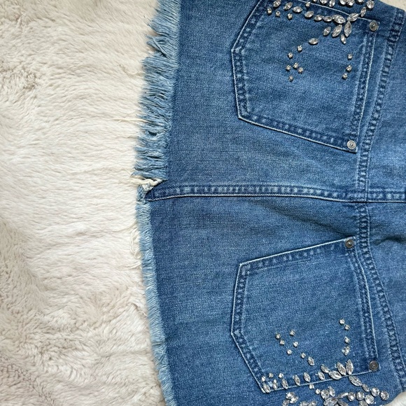 Free People Rhinestone Denim Mini Skirt - Picture 8 of 9